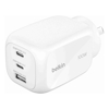 Home & Wall Chargers - Belkin BoostCharge Pro 100W 3-Port GaN Wall Charger White (WCH016AUWH) 2x USB-C 1x USB-A Compact Laptop Charger $2500