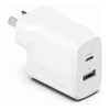 Cygnett Home & Wall Chargers - Cygnett PowerPlus 32W Dual Port (20W USB-C + 12W USB-A) PD Fast Wall Charger-White(CY4772PDWCH)Palm-SizePortableCharge